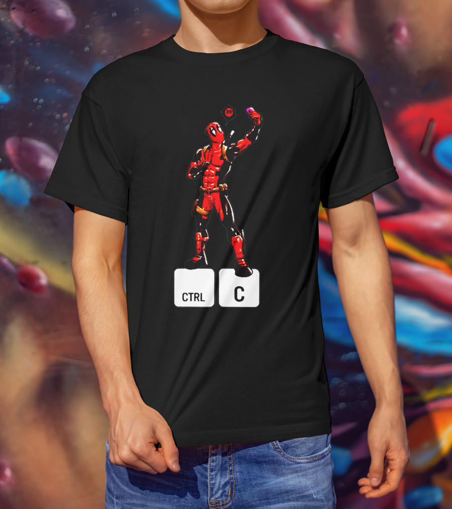 DEADPOOL CTRL C Keyboard Parody Selfie Gaming T-Shirt