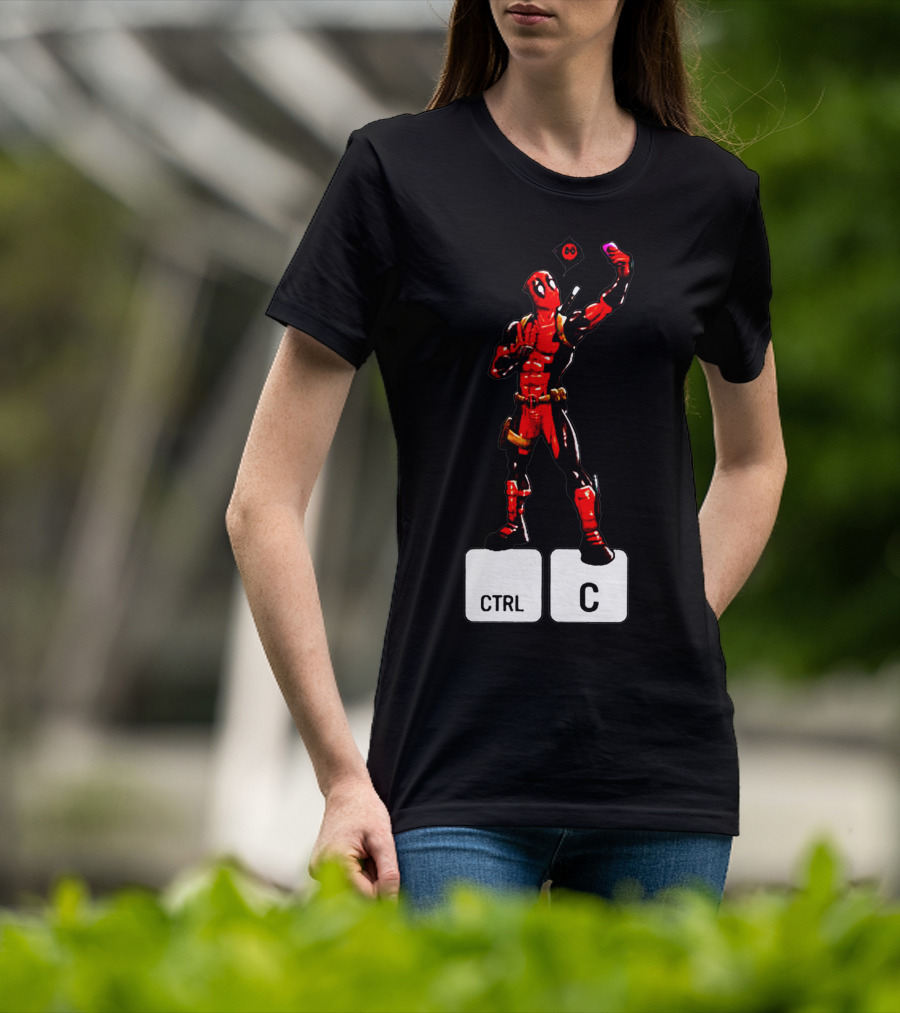 DEADPOOL CTRL C Keyboard Parody Selfie Gaming T-Shirt