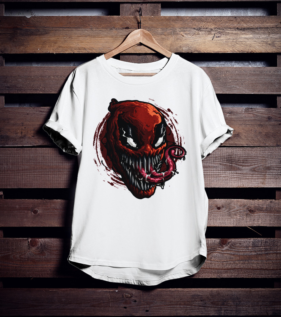 Deadpool Venom Hybrid Marvel Symbiote Face With Tongue And Teeth T-Shirt