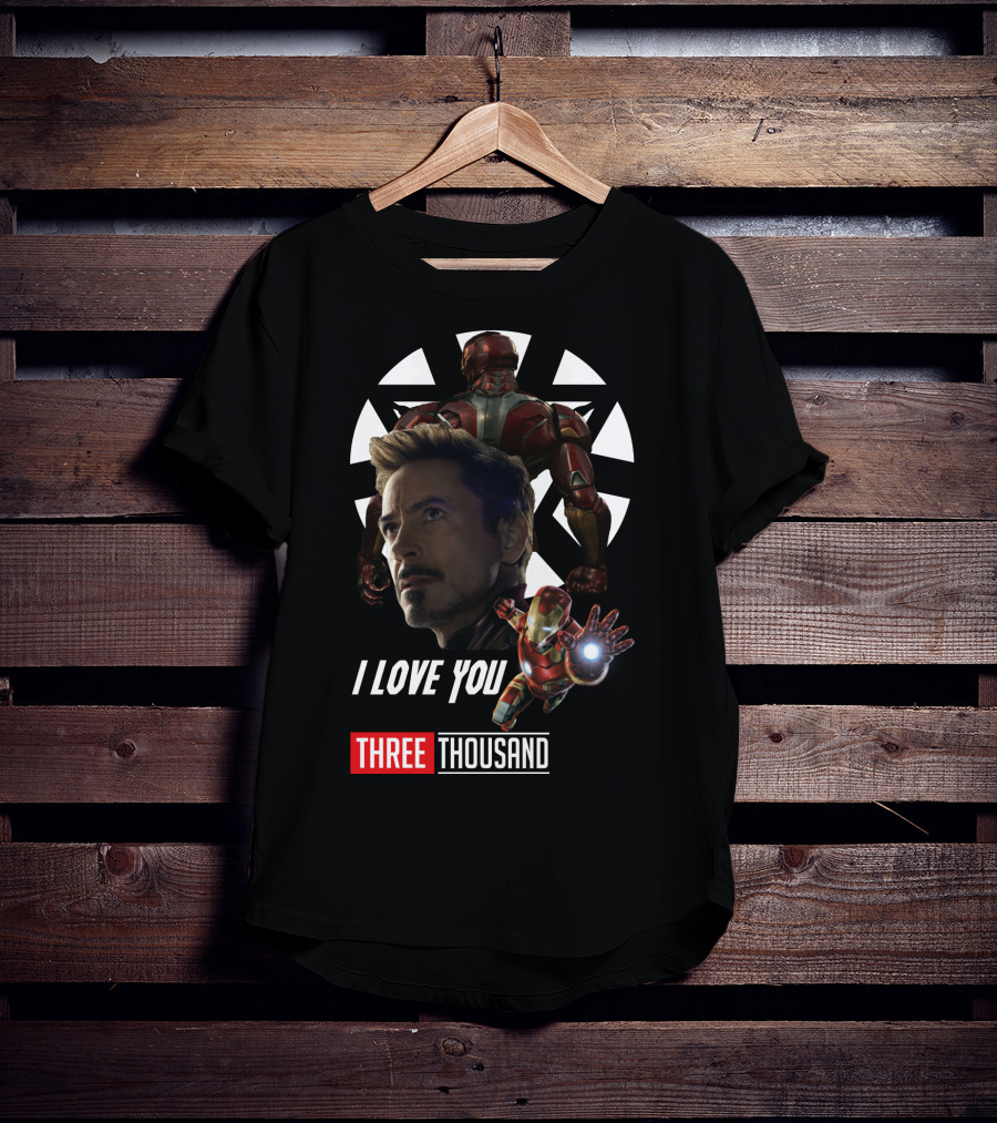 Avengers Iron Man I Love You Three Thousand Times Triangular Background T-Shirt