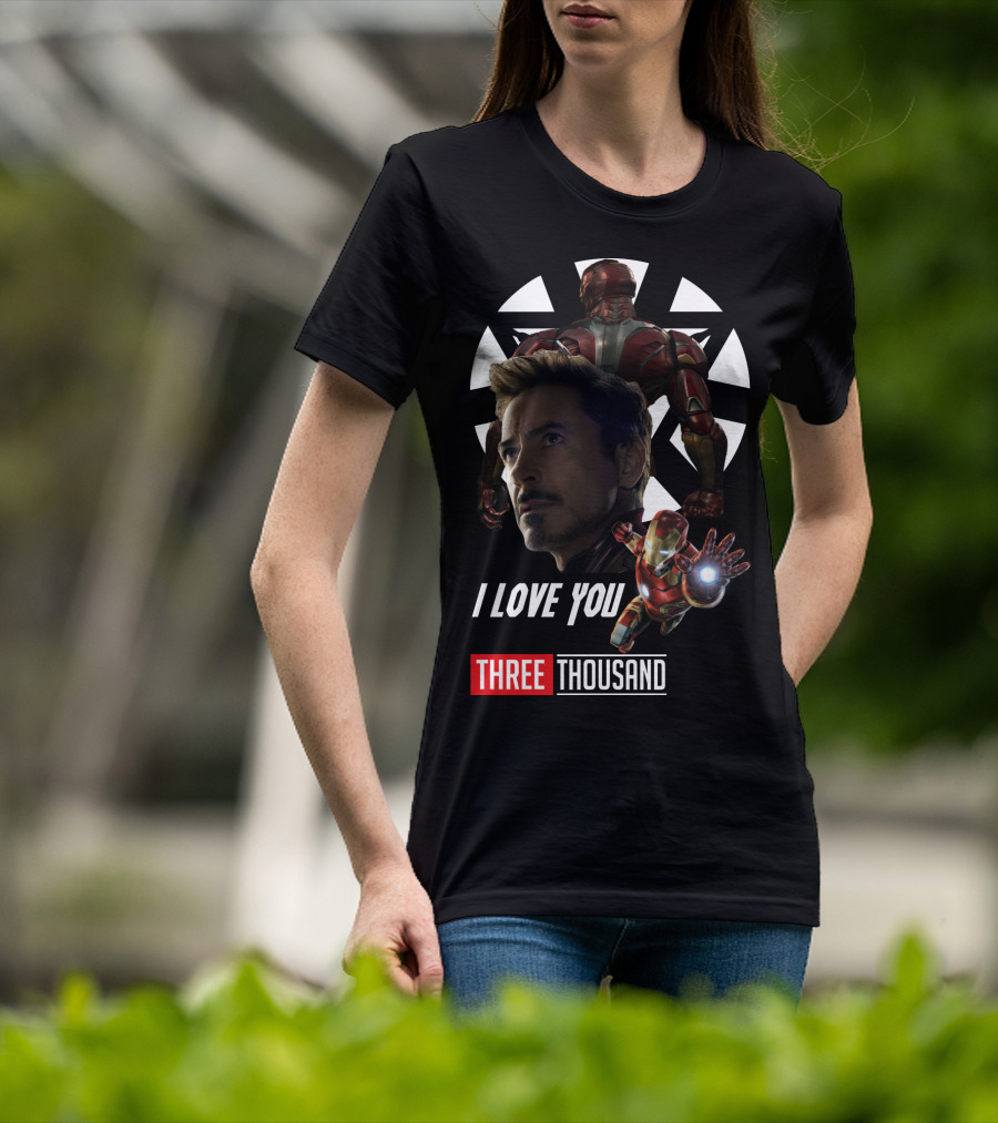 Avengers Iron Man I Love You Three Thousand Times Triangular Background T-Shirt
