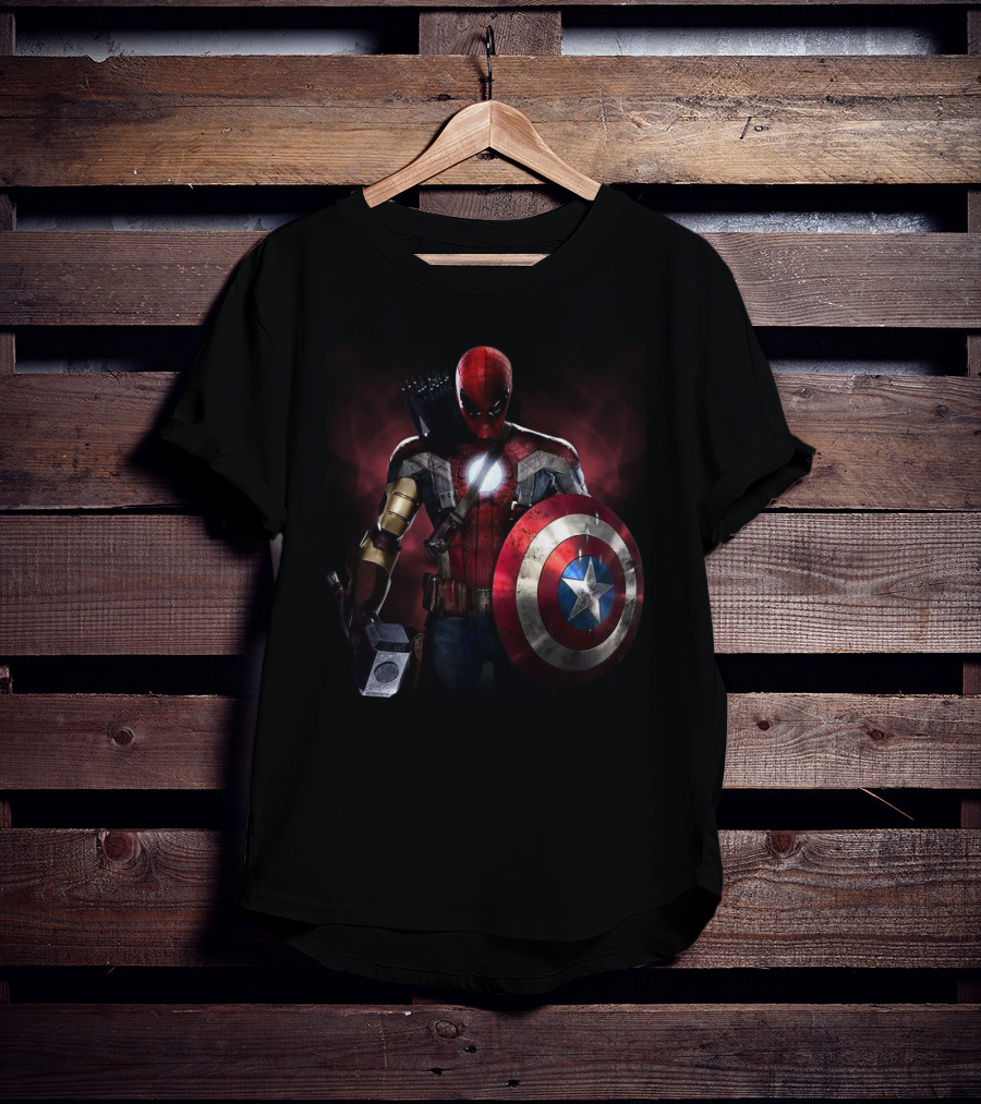 Captain America Deadpool Iron Man Spiderman Thor Hawkeye Avengers Crossover T-Shirt