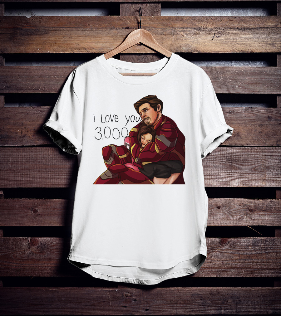 Avengers Iron Man Morgan Stark I Love You 3000 Dad Hug Marvel Reference T-Shirt