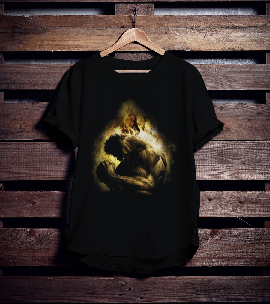HULK POWER Fiery Silhouette In Strength And Flames T-Shirt