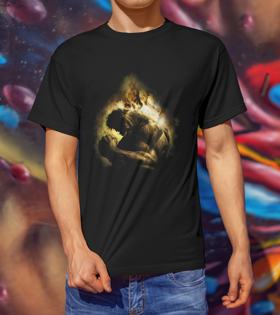 HULK POWER Fiery Silhouette In Strength And Flames T-Shirt