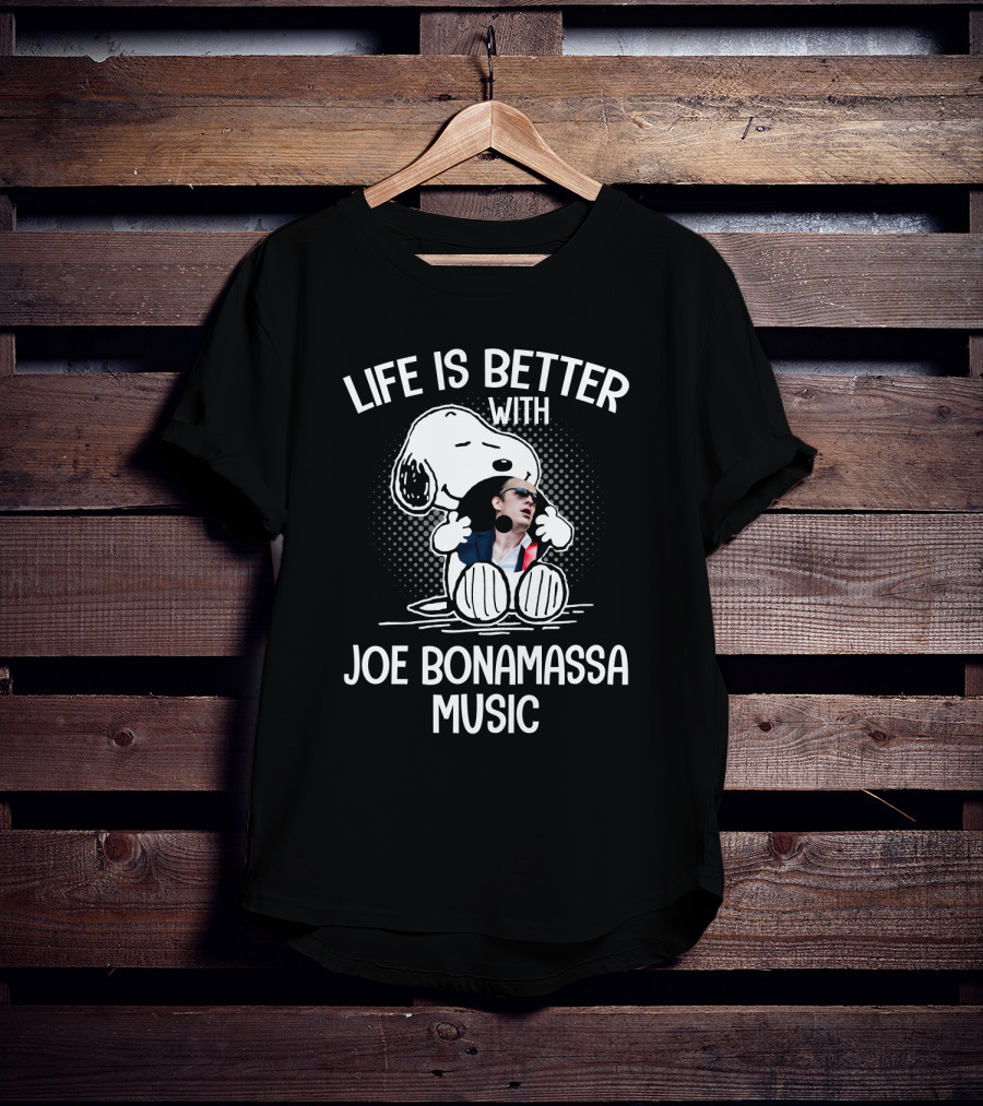 Life Is Better With Snoopy Embracing Joe Bonamassa Music T-Shirt