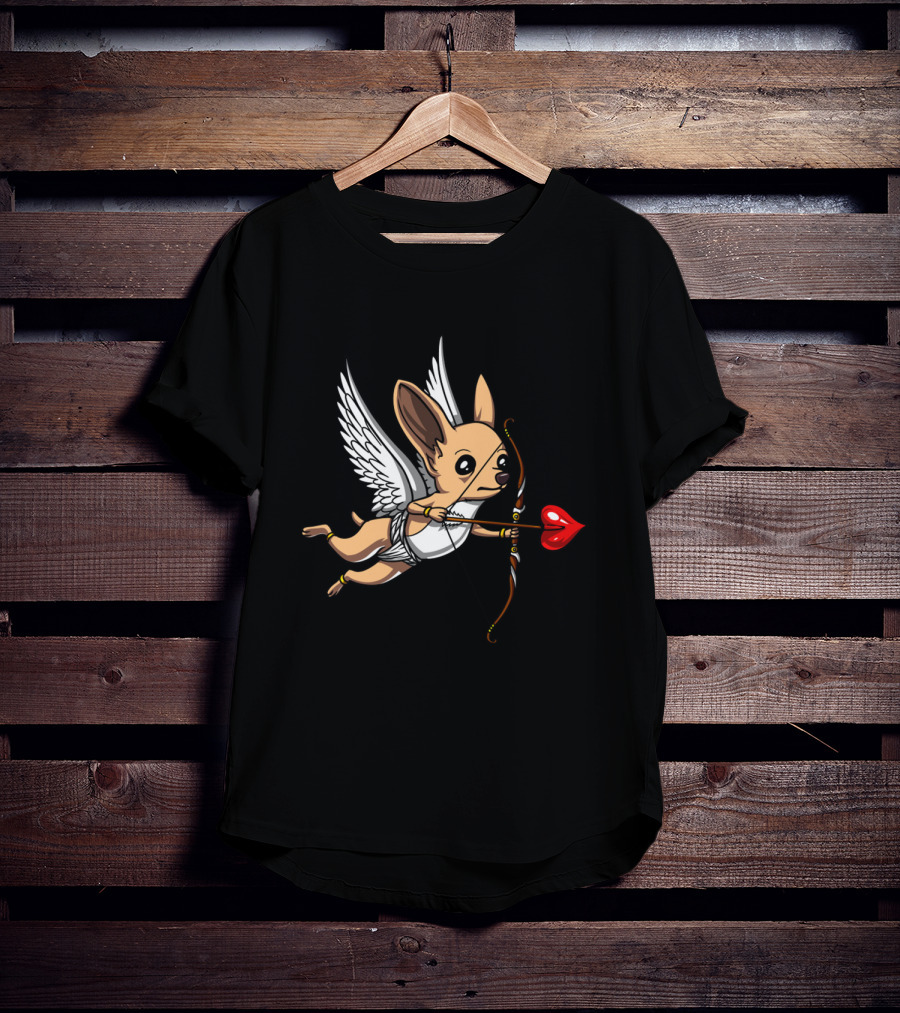 Chihuahua Cupid With Bow And Heart Arrow Wings T-Shirt