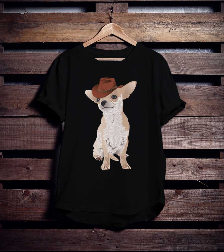 Chihuahua Cowboy With Brown Hat T-Shirt