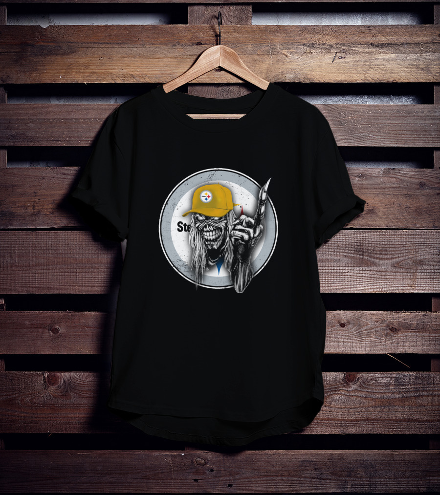 Pittsburgh Steelers Grim Reaper With Logo Cap T-Shirt