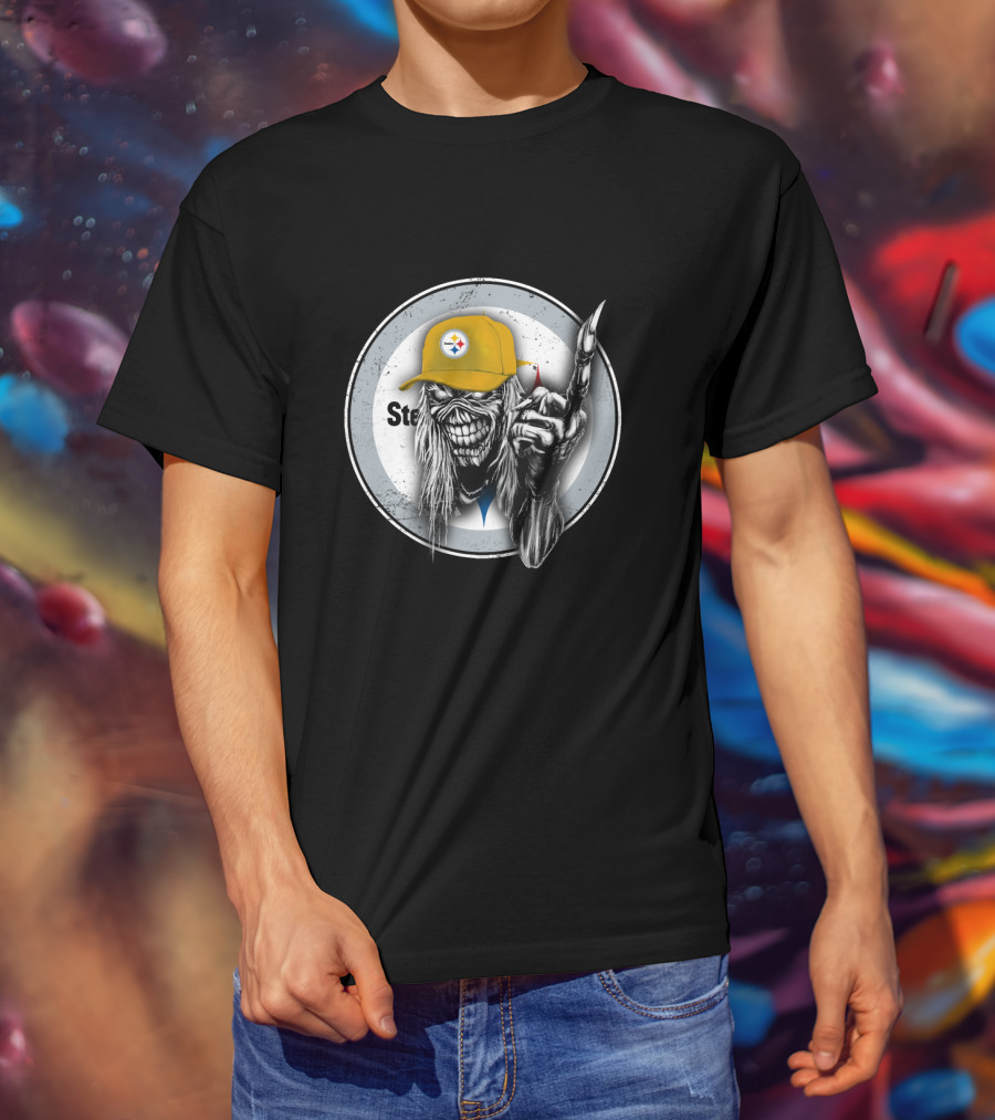 Pittsburgh Steelers Grim Reaper With Logo Cap T-Shirt