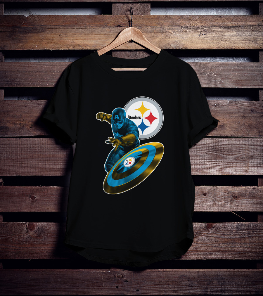 Captain America Pittsburgh Steelers Shield T-Shirt