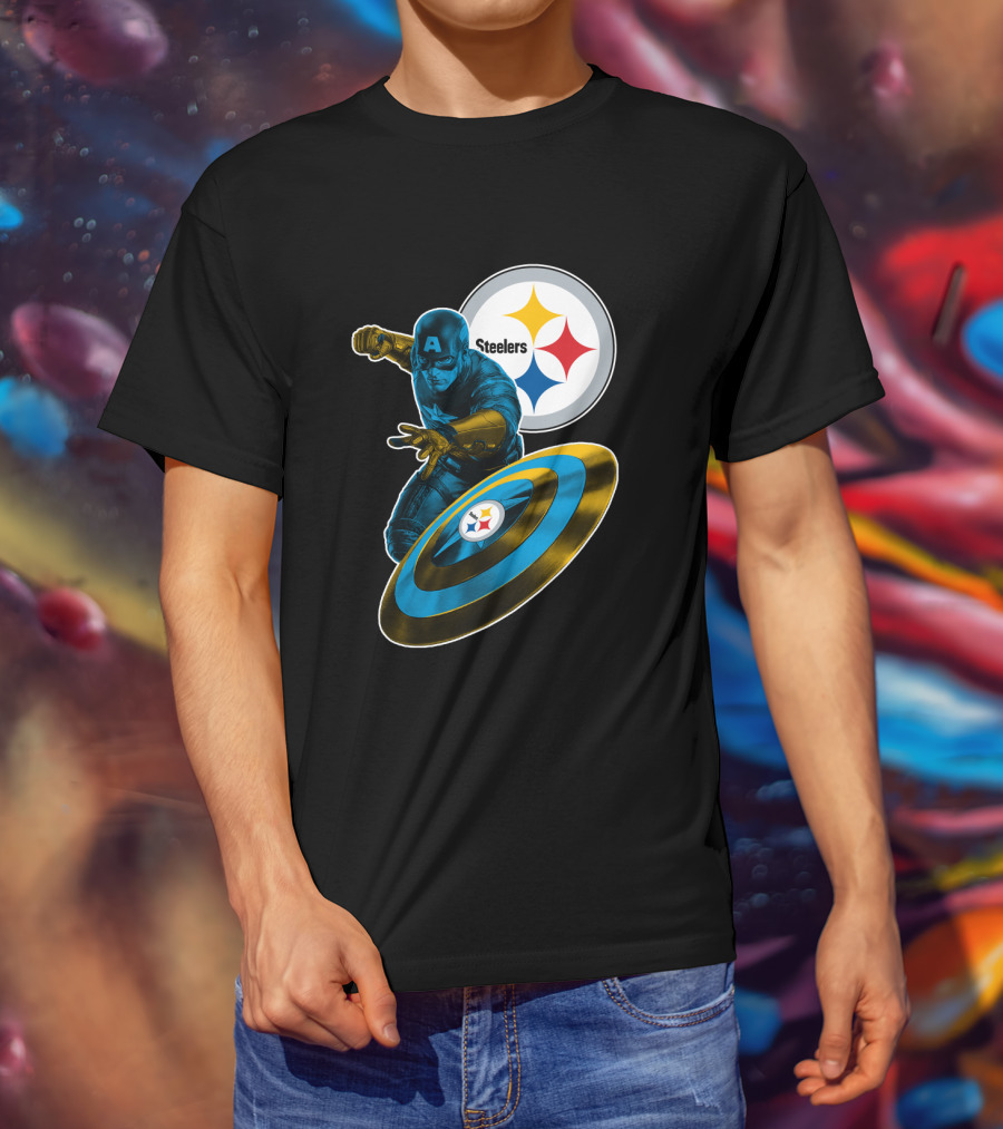Captain America Pittsburgh Steelers Shield T-Shirt