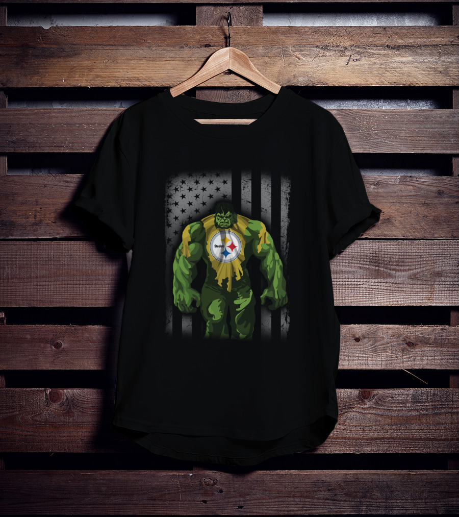 Pittsburgh Steelers Hulk American Flag Mashup T-Shirt