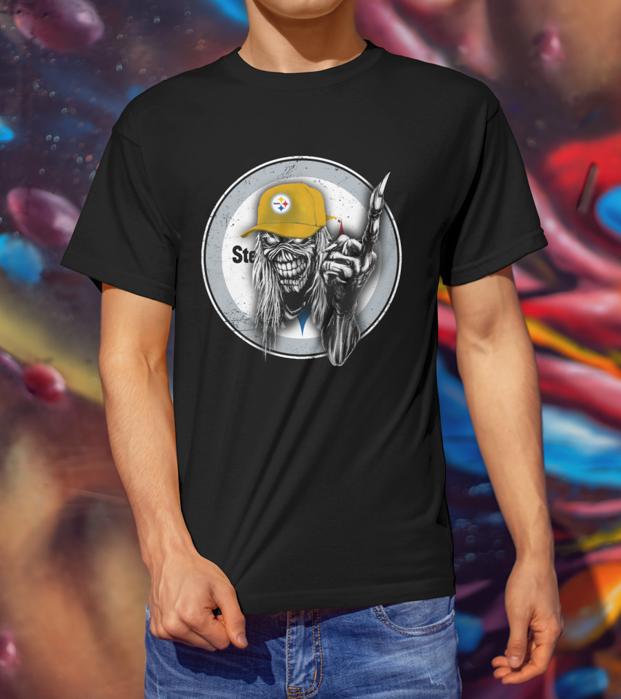 Pittsburgh Steelers Logo Grim Reaper Skeleton T-Shirt