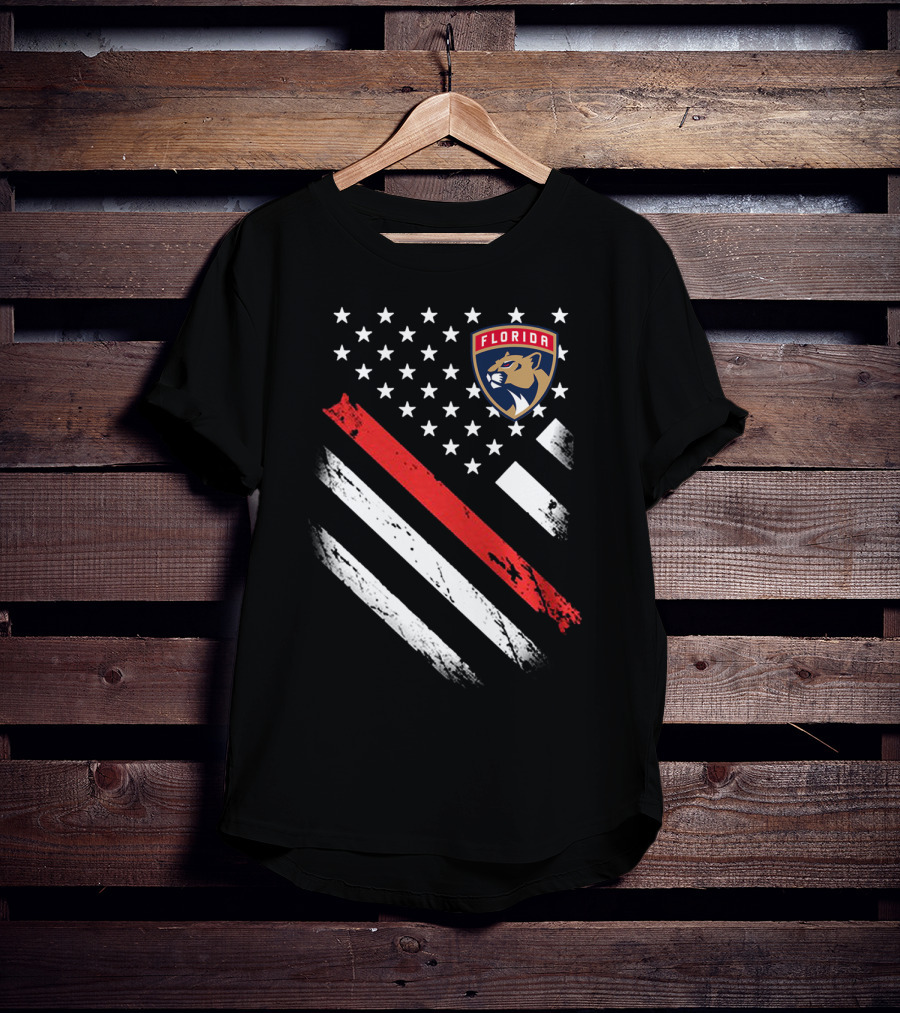 Florida Panthers American Flag Style Red Stripe T-Shirt