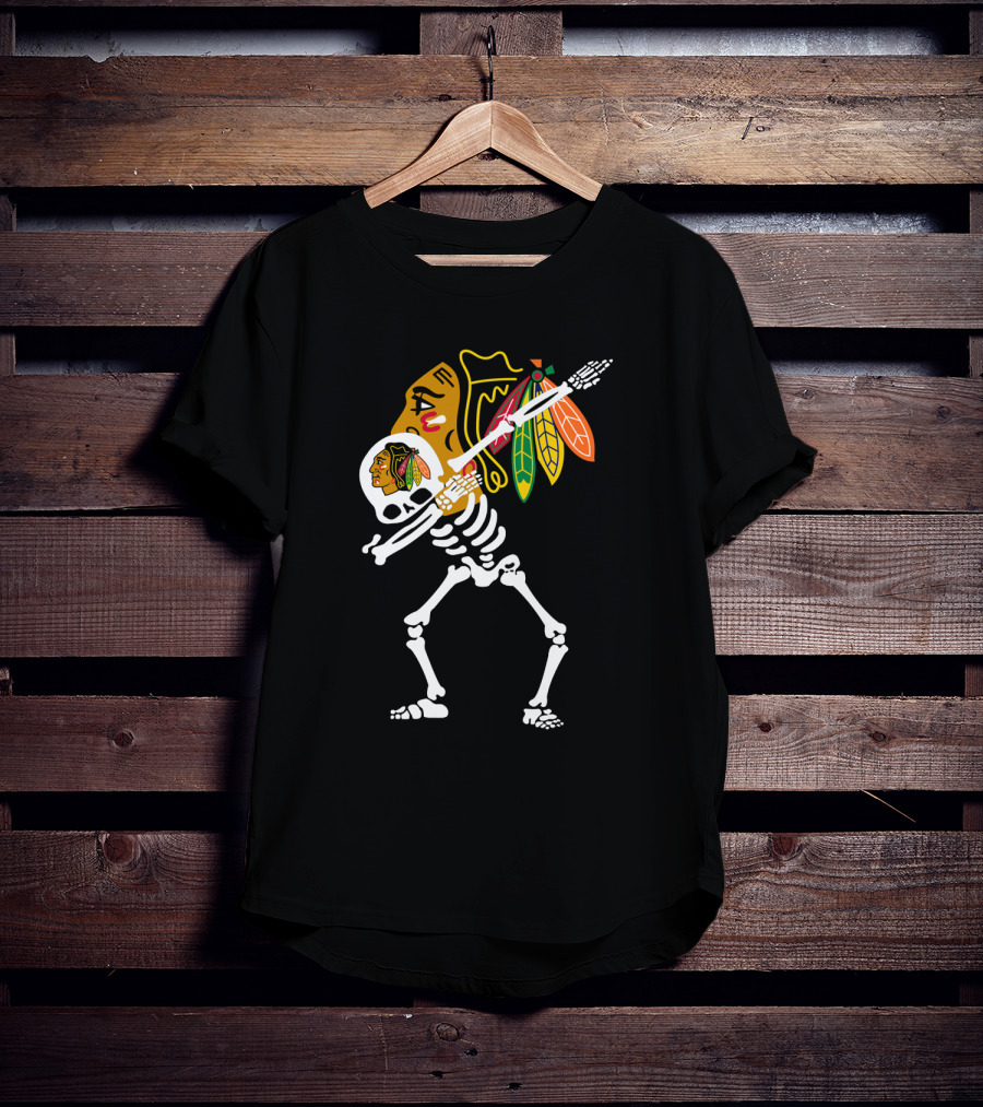 Chicago Blackhawks Skeleton Hockey Stick T-Shirt