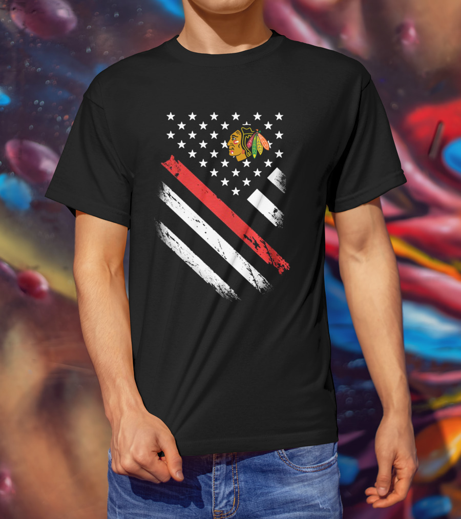 Chicago Blackhawks American Flag Stars And Stripes T-Shirt