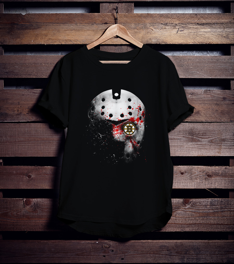 Boston Bruins Hockey Mask Blood Splatter T-Shirt