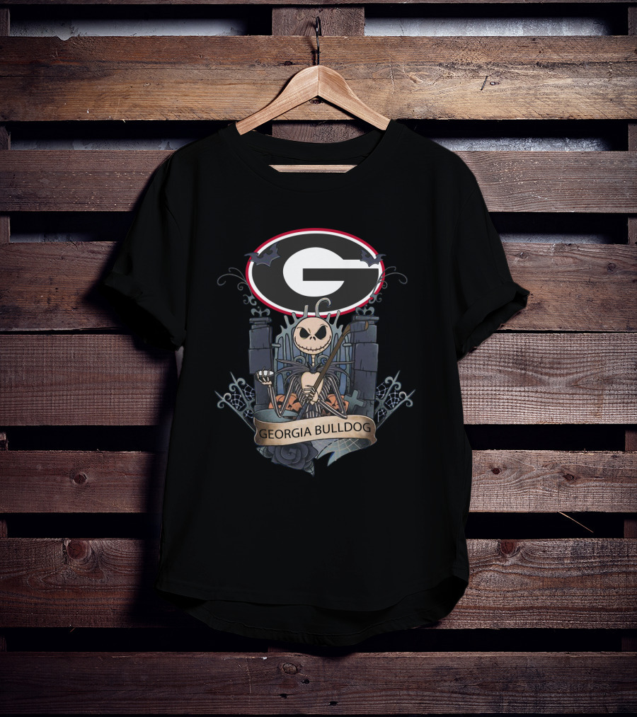 Georgia Bulldog Football Jack Skellington Graveyard T-Shirt