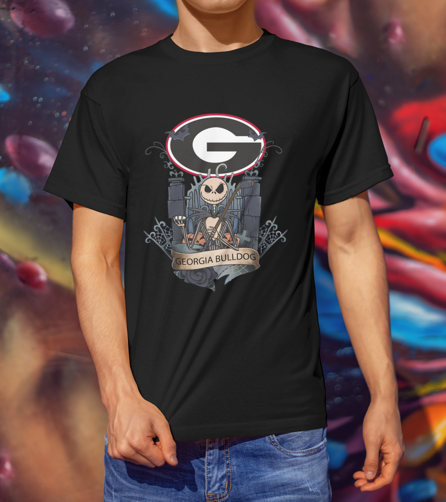 Georgia Bulldog Football Jack Skellington Graveyard T-Shirt