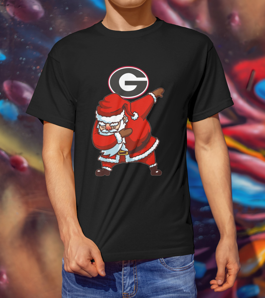 Georgia Bulldogs Santa Dab Logo Christmas Football T-Shirt