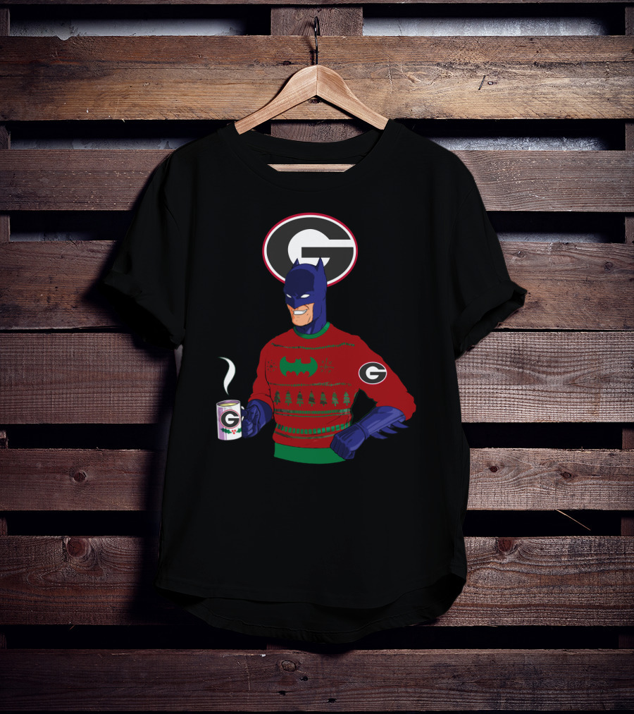 Georgia Bulldogs Batman Christmas Sweater With Logo And Coffee Mug T-Shirt