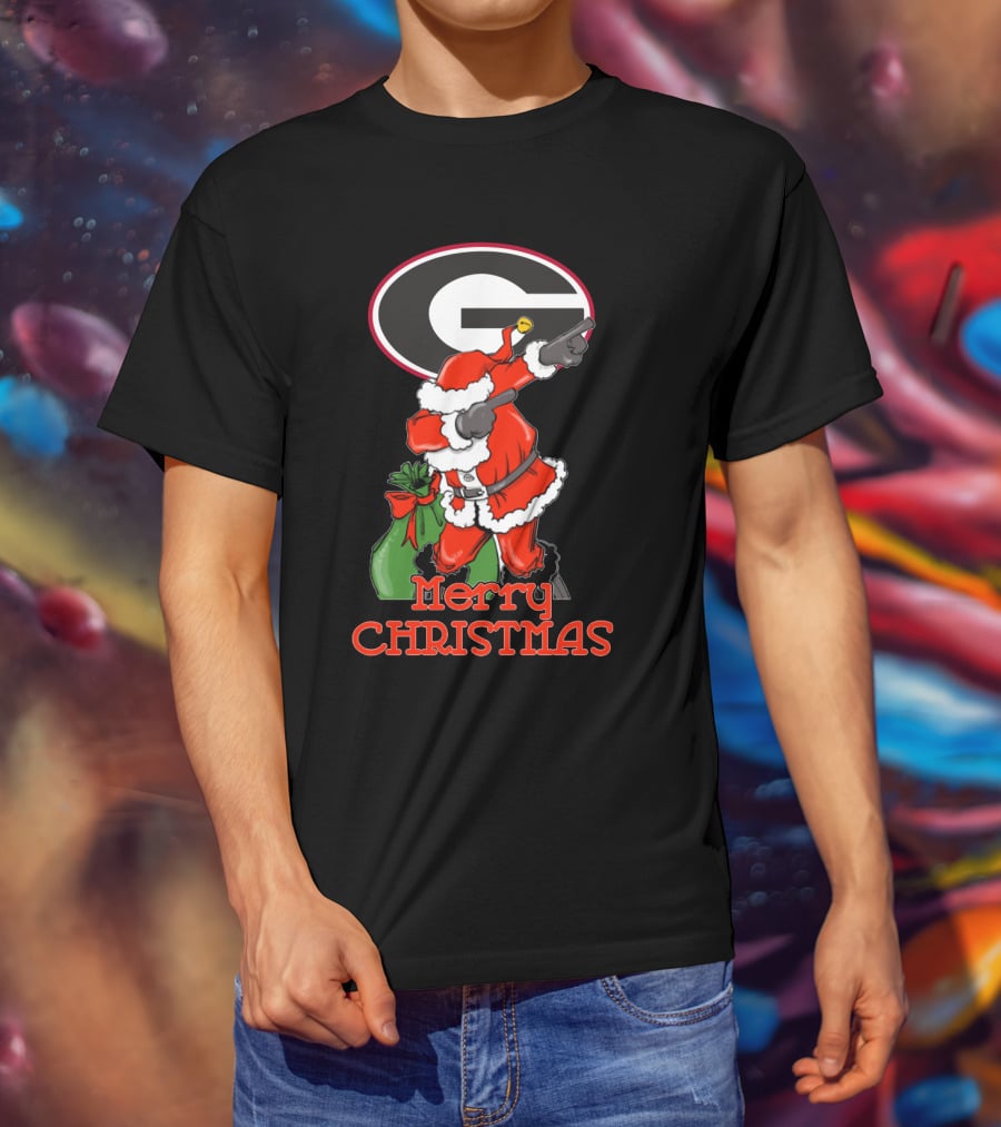 Georgia Bulldogs Merry Christmas Santa T-Shirt