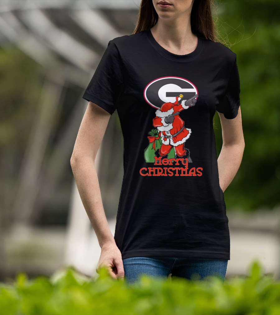 Georgia Bulldogs Merry Christmas Santa T-Shirt
