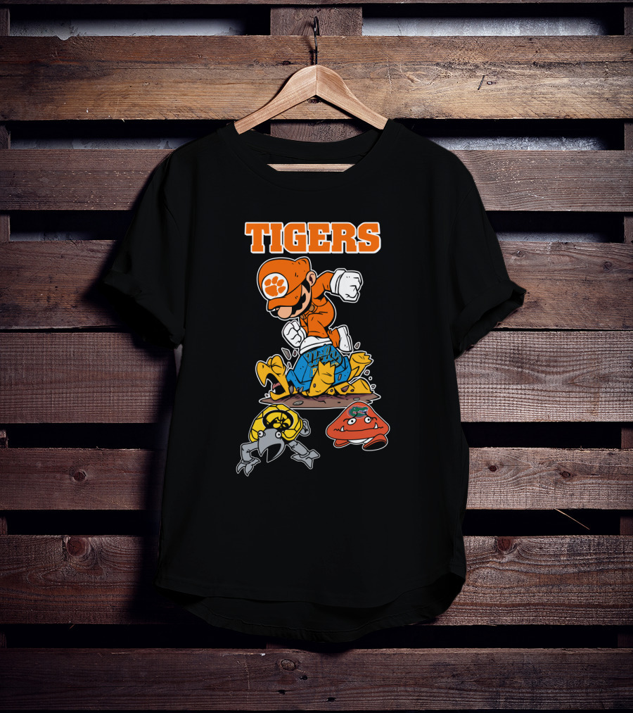 Tigers Clemson Parody Style Iconic Character Jumping Action T-Shirt