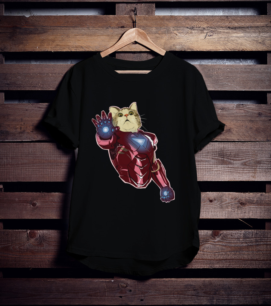 Cat Cute Iron Superhero Armor T-Shirt
