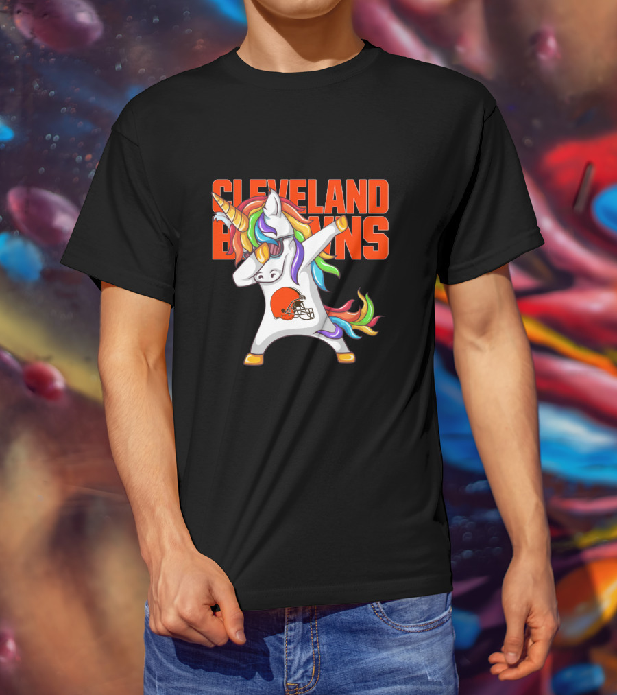 Cleveland Browns Rainbow Unicorn Football Helmet T-Shirt
