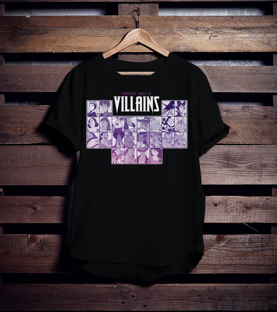 Periodic Table Of Disney Villains T-Shirt