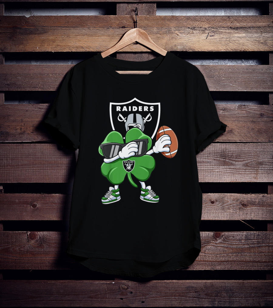 Raiders Shamrock Dabbing St. Patrick's Day Football Manter T-Shirt