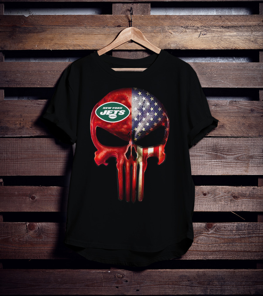 New York Jets American Flag Skull For True New York Fan Only T-Shirt