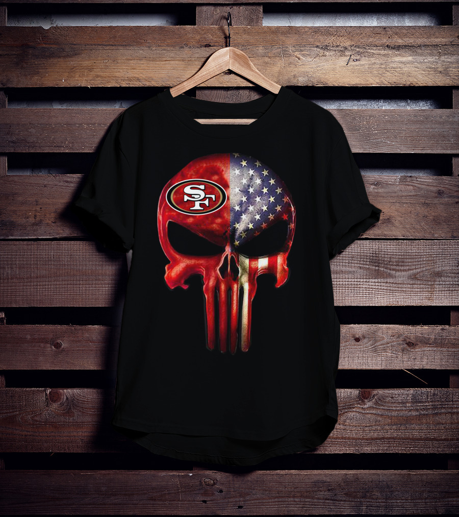 For True San Francisco Fan Only SF American Flag Skull T-Shirt