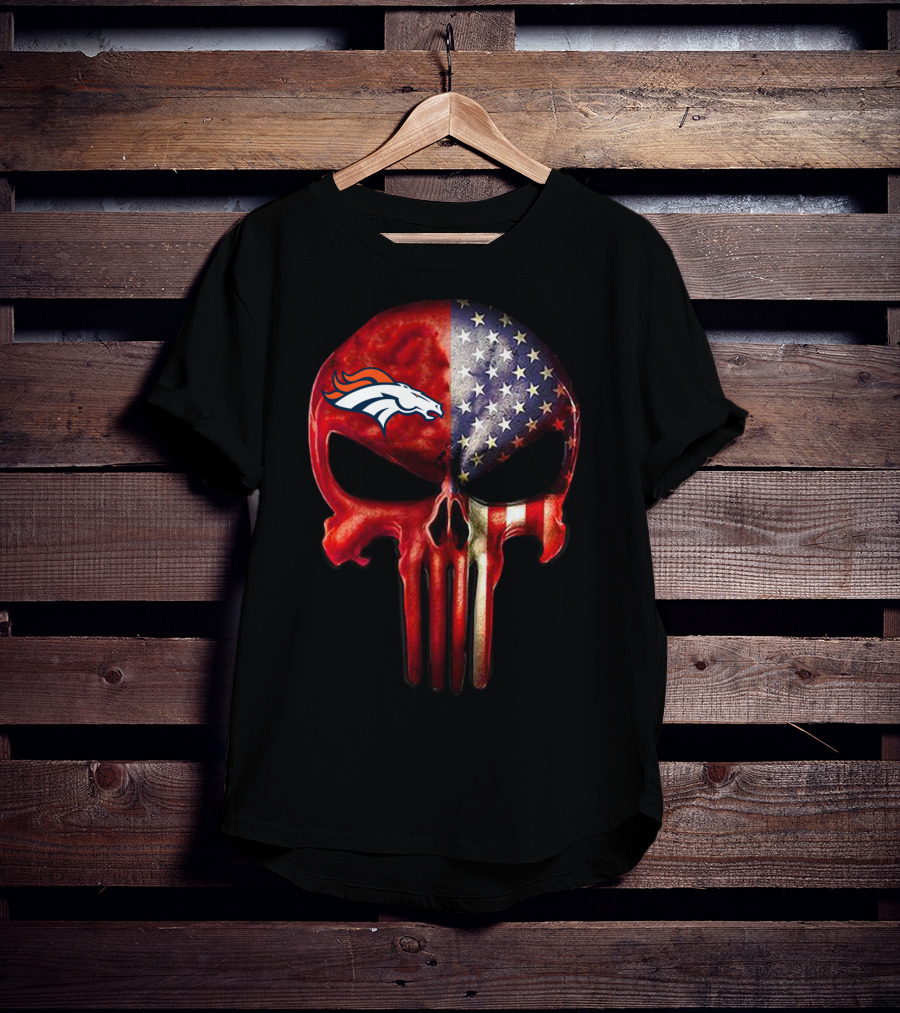 Denver Broncos USA Punisher Skull T-Shirt