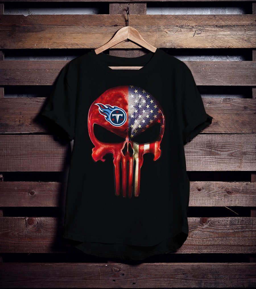 Patriotic Tennessee Titans Punisher Skull For True Fans Only T-Shirt