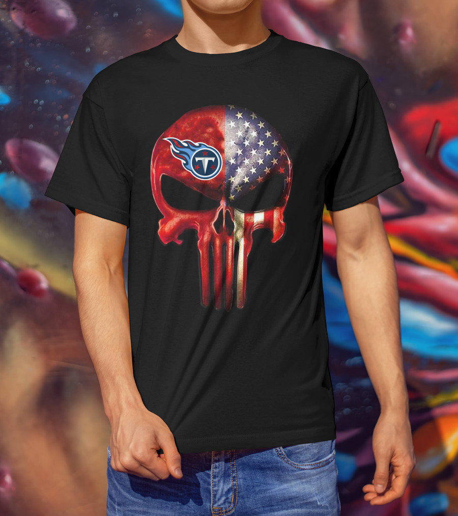 Patriotic Tennessee Titans Punisher Skull For True Fans Only T-Shirt