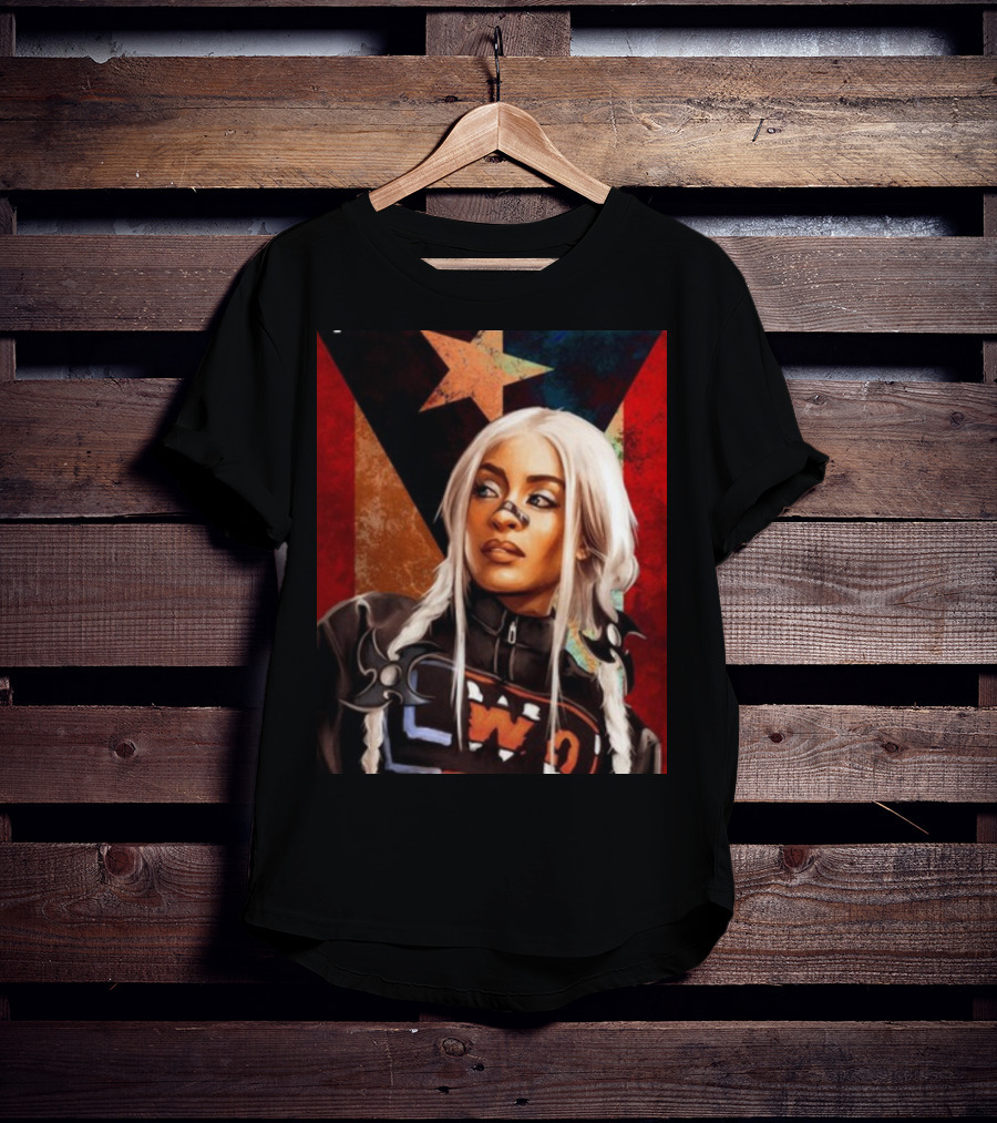 LWO Zelina Vega Fear La Chancla Puerto Rican Flag Background T-Shirt