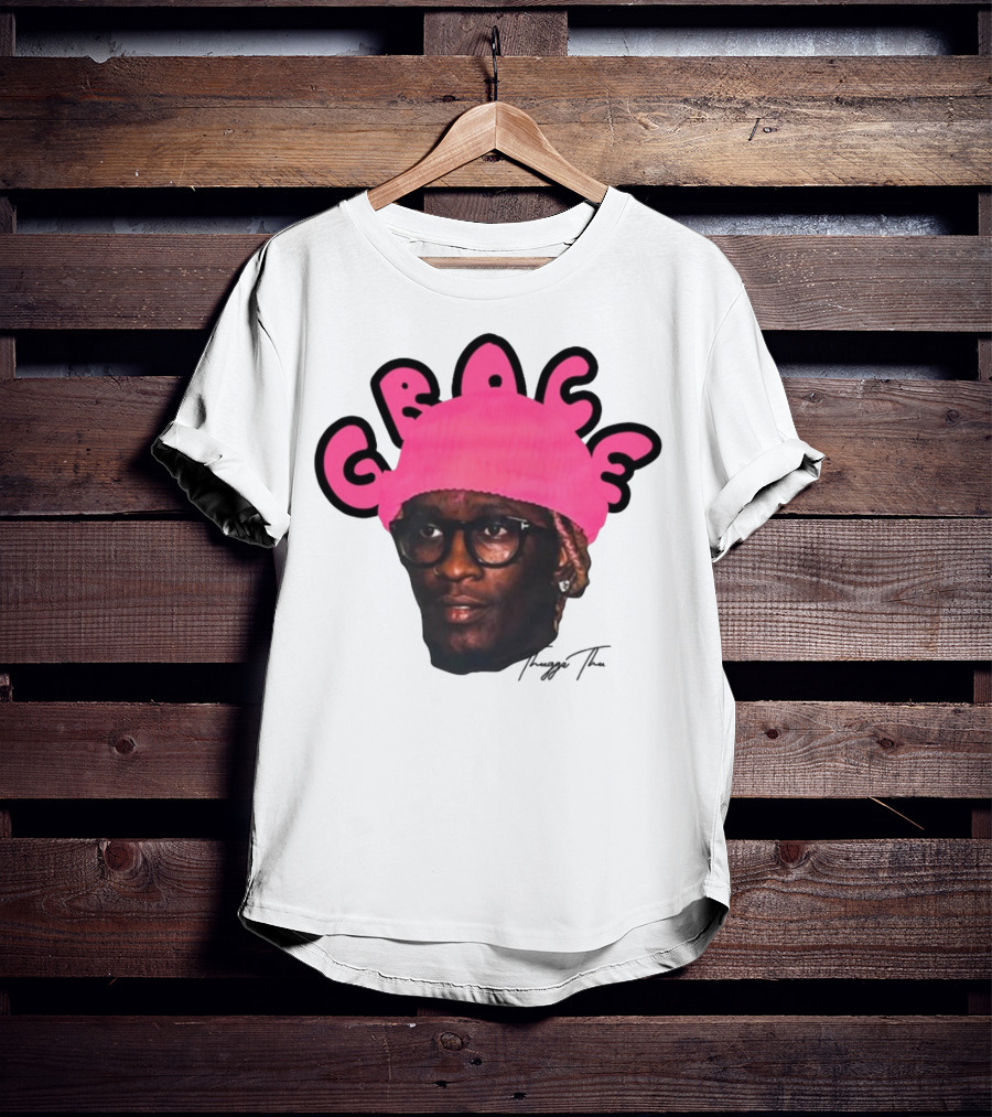 Thuggin Thuggin Grace Pink Beanie Glasses T-Shirt