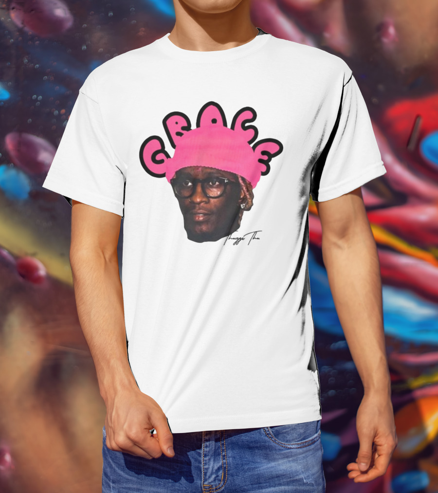 Thuggin Thuggin Grace Pink Beanie Glasses T-Shirt