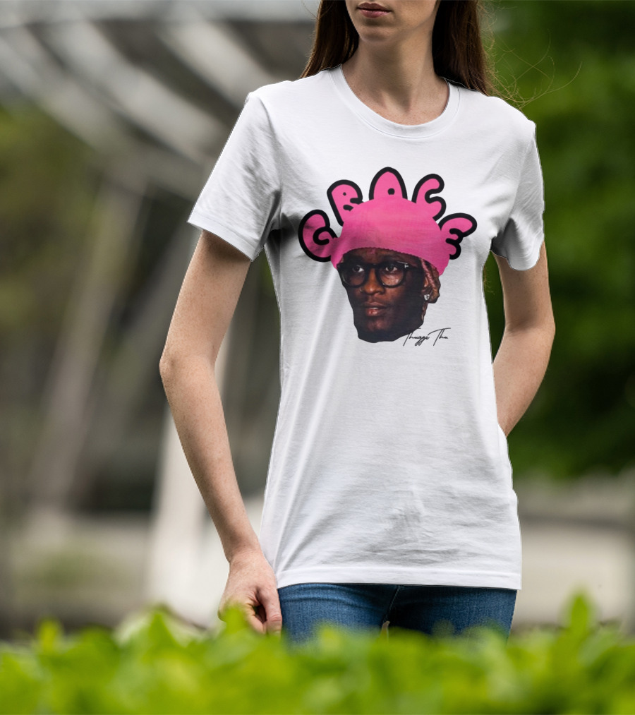 Thuggin Thuggin Grace Pink Beanie Glasses T-Shirt