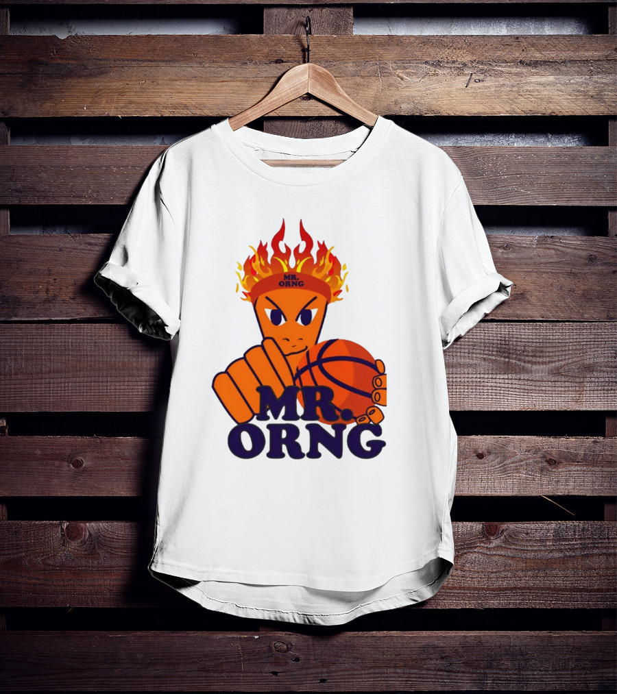 MR ORNG Basketball Flame Fist Character T-Shirt