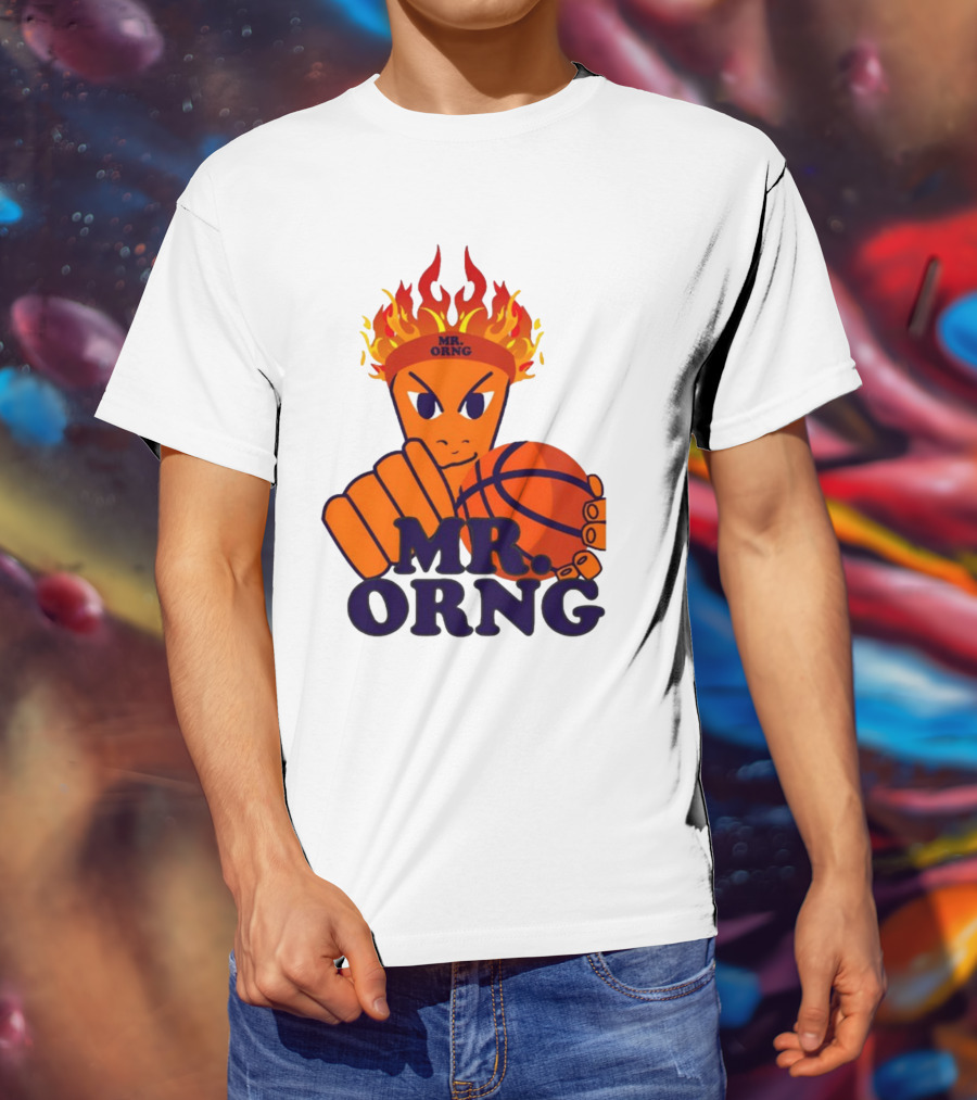 MR ORNG Basketball Flame Fist Character T-Shirt