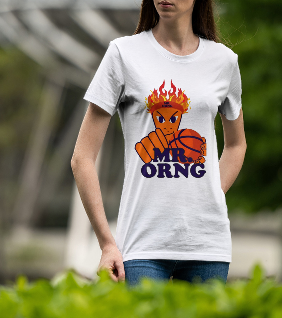 MR ORNG Basketball Flame Fist Character T-Shirt