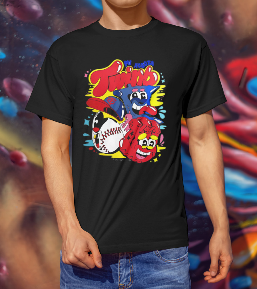 Minnesota Twins Cartoon Characters Baseball Art Evan Weselmann T-Shirt
