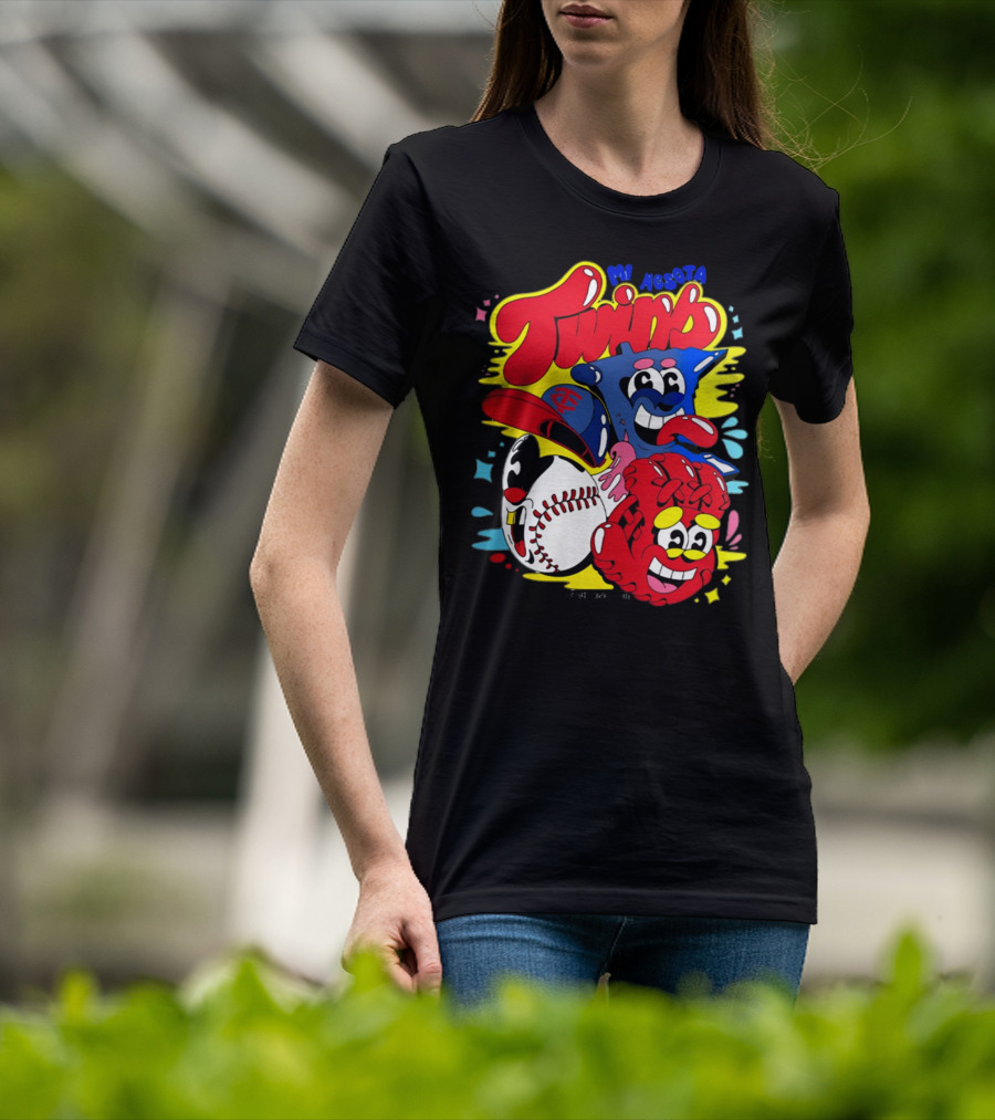 Minnesota Twins Cartoon Characters Baseball Art Evan Weselmann T-Shirt