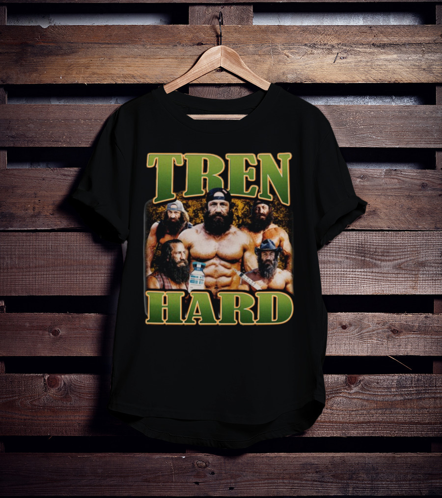 TREN HARD Bodybuilding Bearded Muscular Men With Medicine Bottle T-Shirt