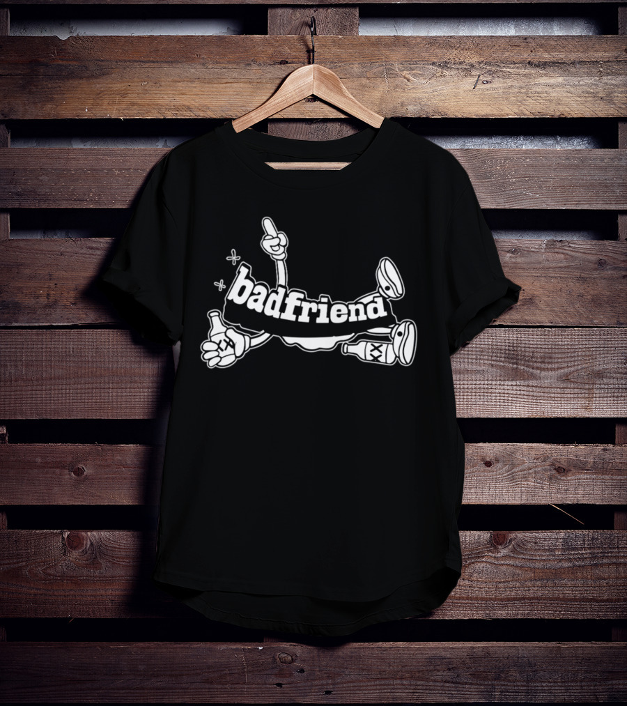 Badfriend Cartoon Bottle Character With Hand Gestures T-Shirt