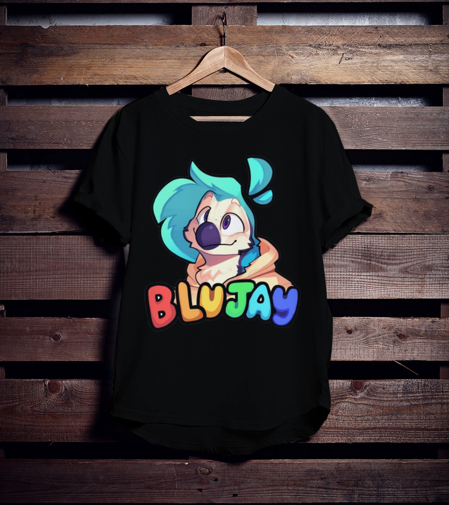 BLUJAY Blue-Haired Cartoon Character T-Shirt